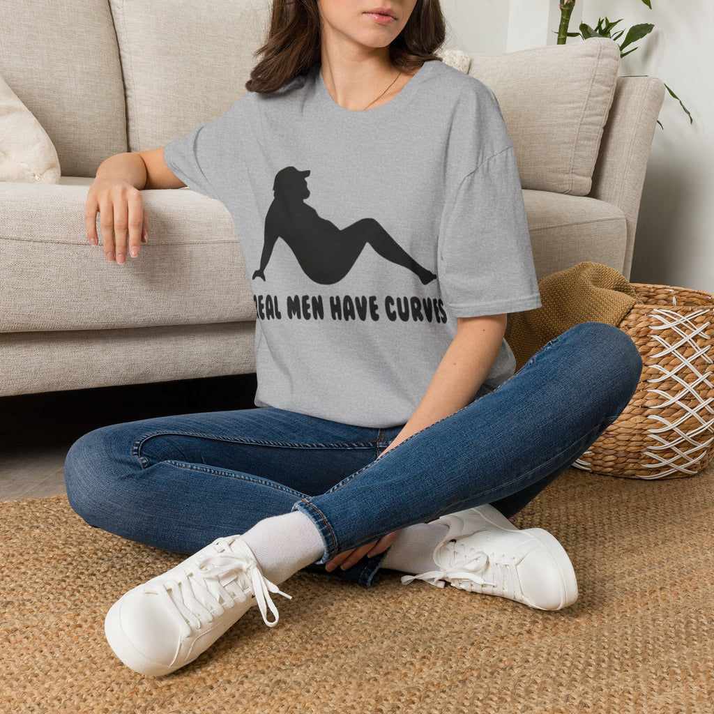 Curvy Silhouette Adult T-Shirt — "Real Men Have Curves" Graphic Tee