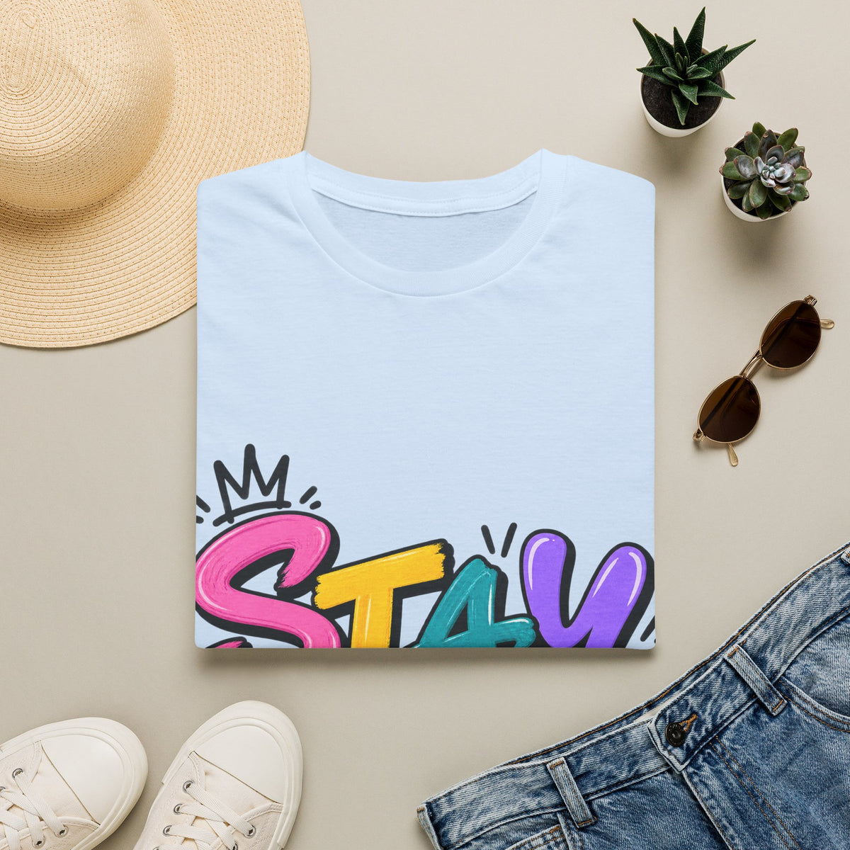 Stay Weird Adult T-Shirt — Colorful Graffiti Graphic Tee