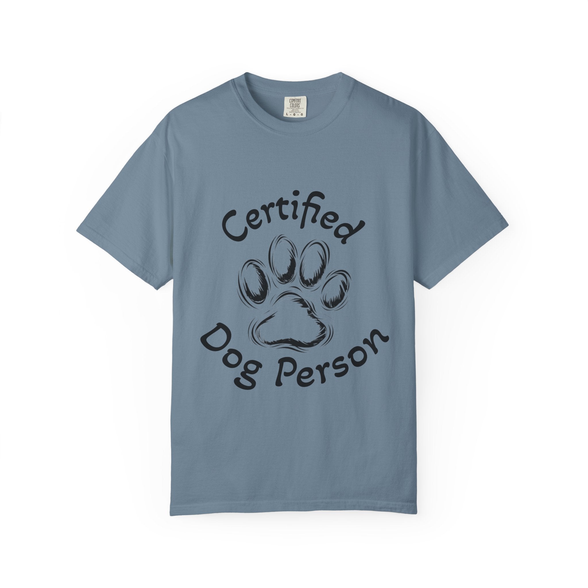 Certified Dog Person Adult T-Shirt — Paw Print Graphic Tee for Dog Lovers