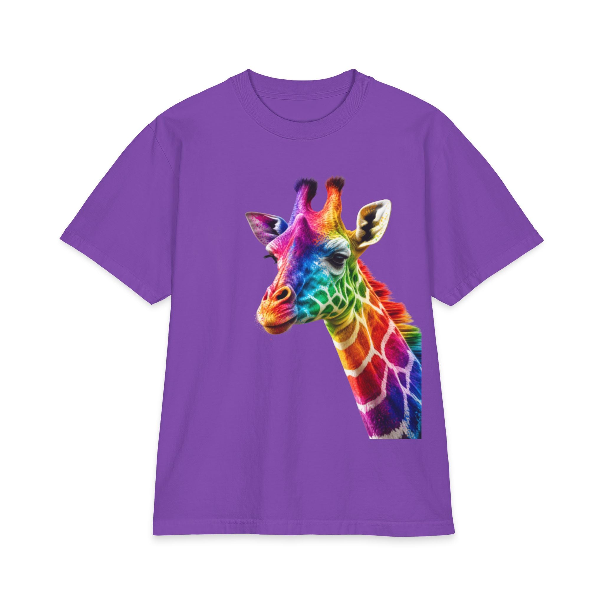Rainbow Watercolor Giraffe Adults T-Shirt | Colorful Animal Print Tee