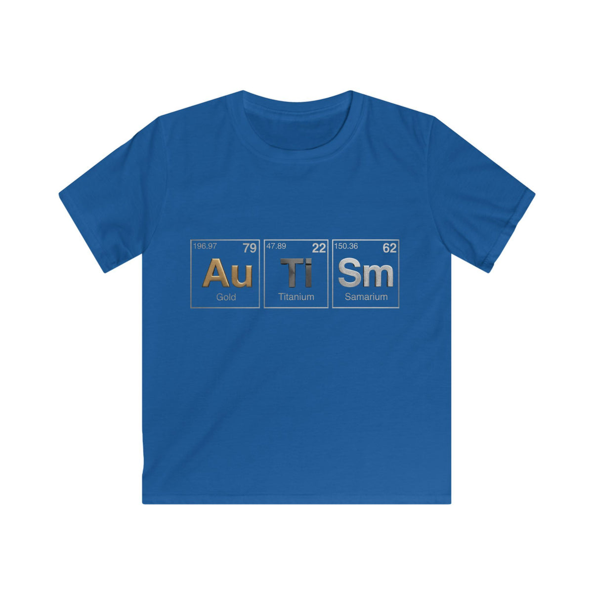 Kids T-shirt — 'Au Ti Sm' Periodic Table Design | Cute Autism Awareness Shirt for Children