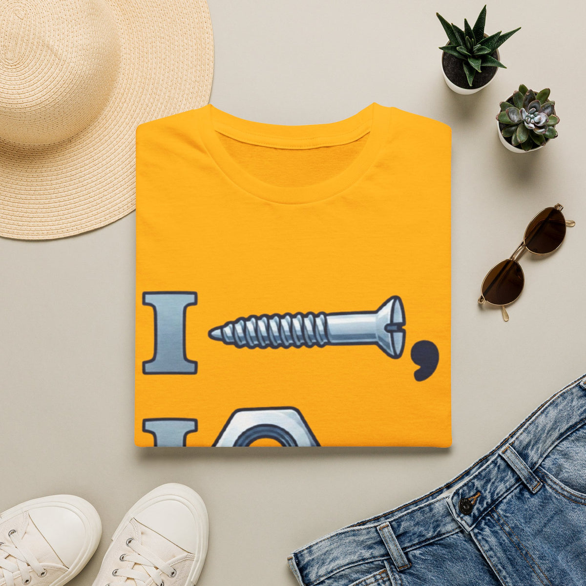 Screw, Nut & Bolt Graphic Adult T-Shirt — I (screw), I (nut), I (bolt) Novelty Tee