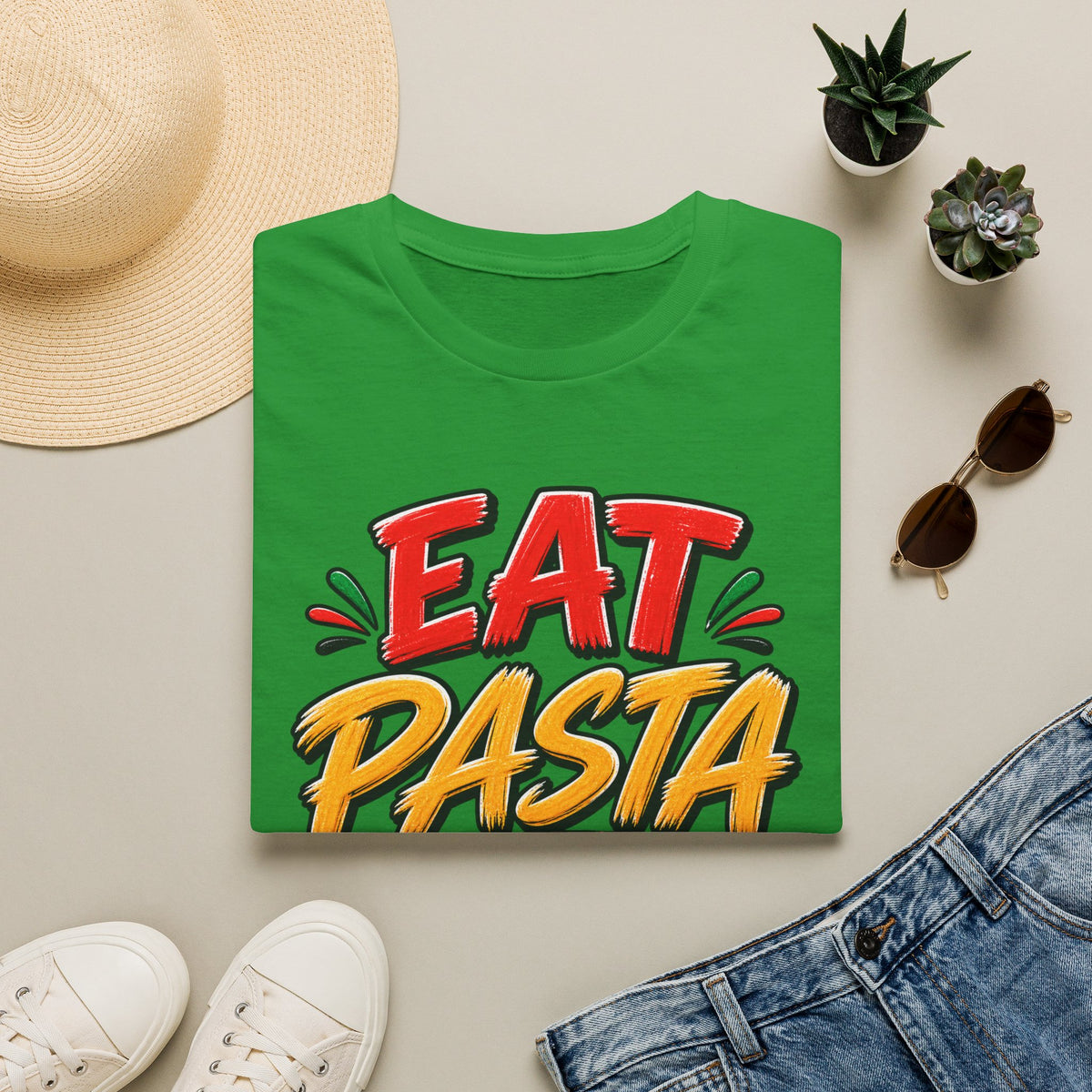 Eat Pasta Run Fasta Adult T-Shirt — Funny Italian Food & Running Graphic Tee