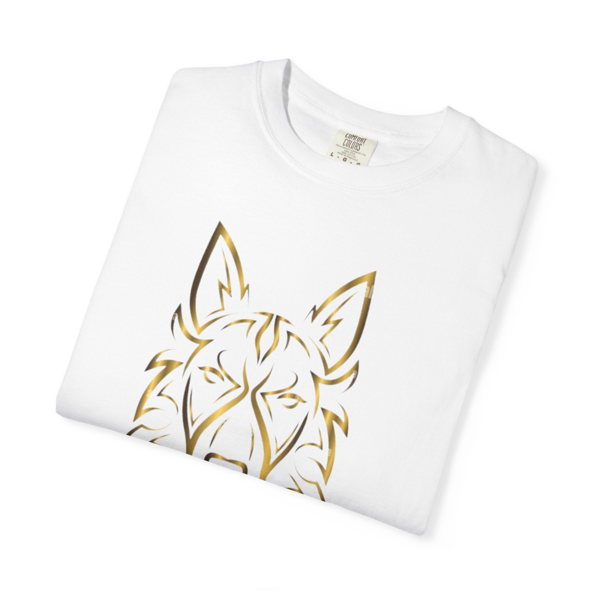 The Angel Wolf Adult T-Shirt — Gold Line Art Graphic Tee