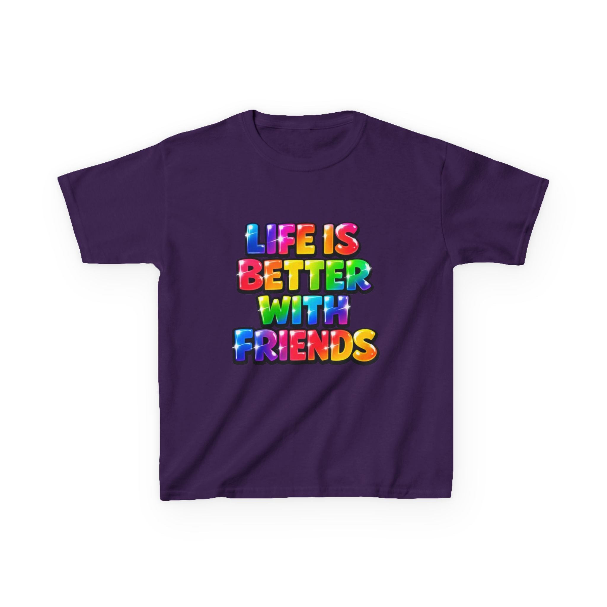 Kids T-Shirt — "Life Is Better With Friends" Rainbow Graphic Tee