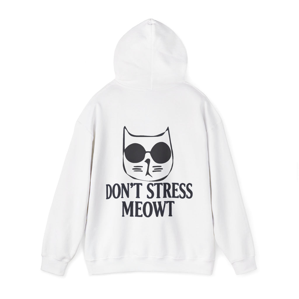 Don't Stress Meowt Adult Hoodie — Relaxed Cat Graphic Sweatshirt