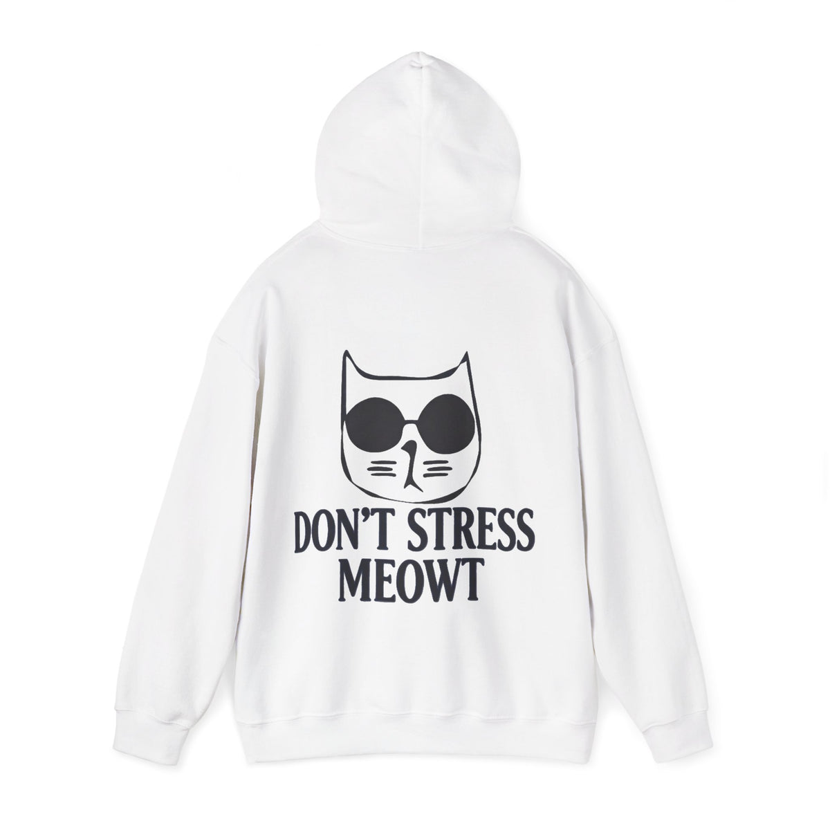 Don't Stress Meowt Adult Hoodie — Relaxed Cat Graphic Sweatshirt
