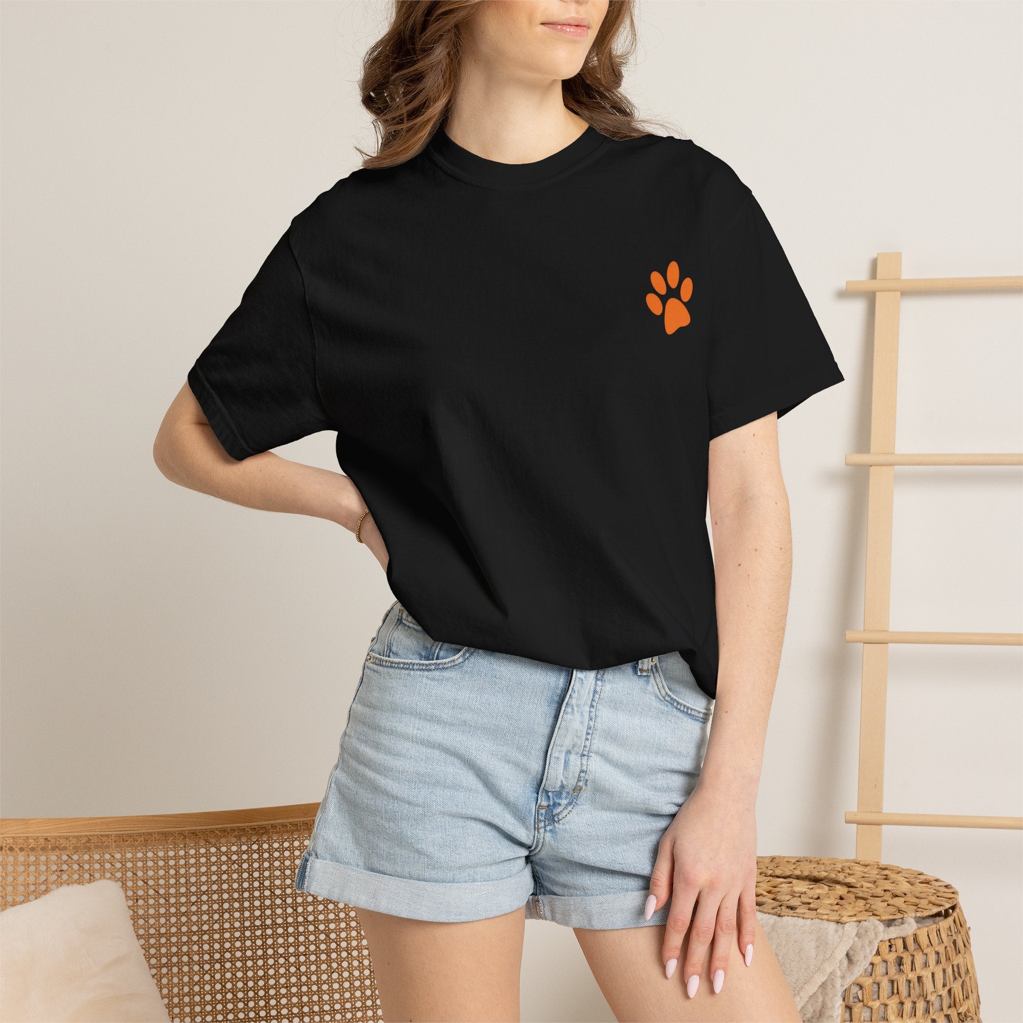 A Little Hat-Titude Puppy Adult T-Shirt | Cute Dog with Pink Hat, Paw Print