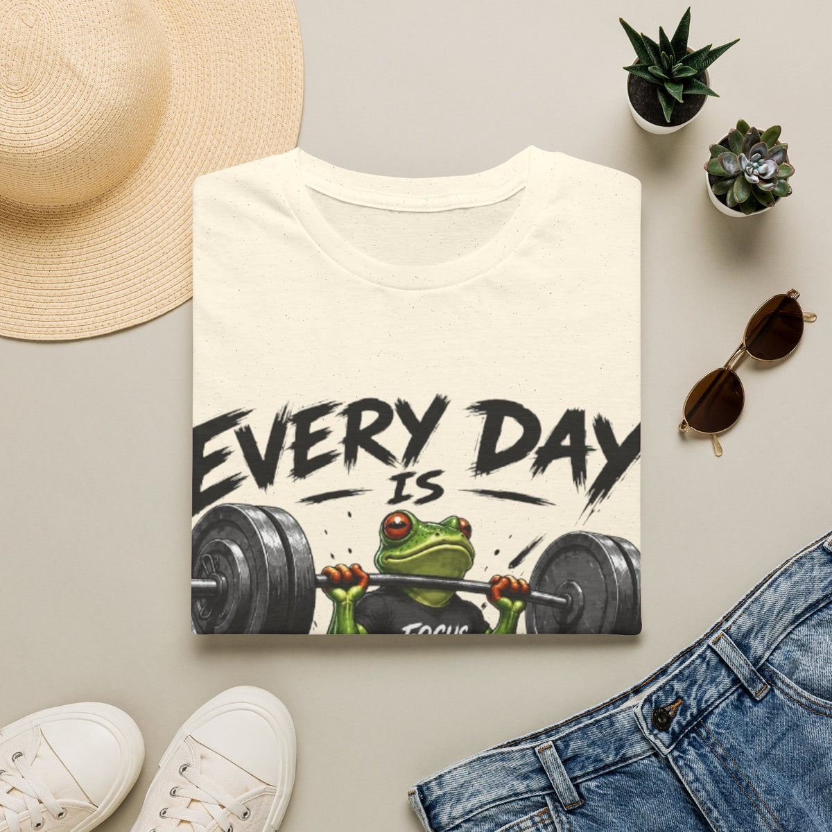 Weightlifting Frog Adult T‑Shirt — "Every Day Is Leg Day" Graphic Tee