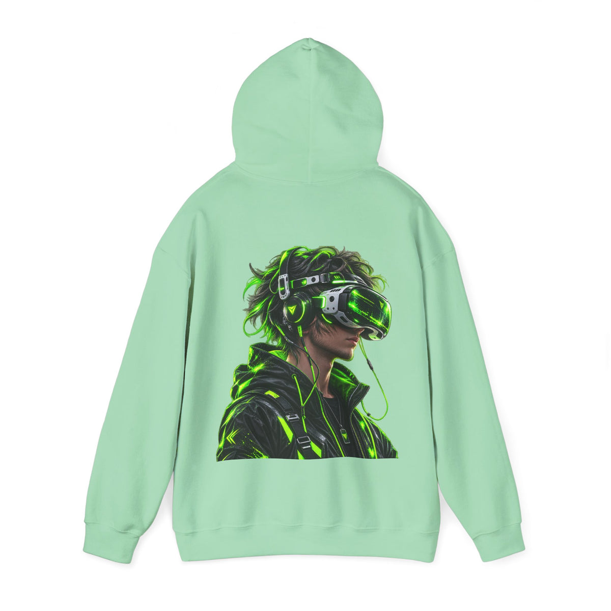 VR Gamer  Adult Hoodie — Neon Cyberpunk Virtual Reality Gamer Graphic Sweatshirt
