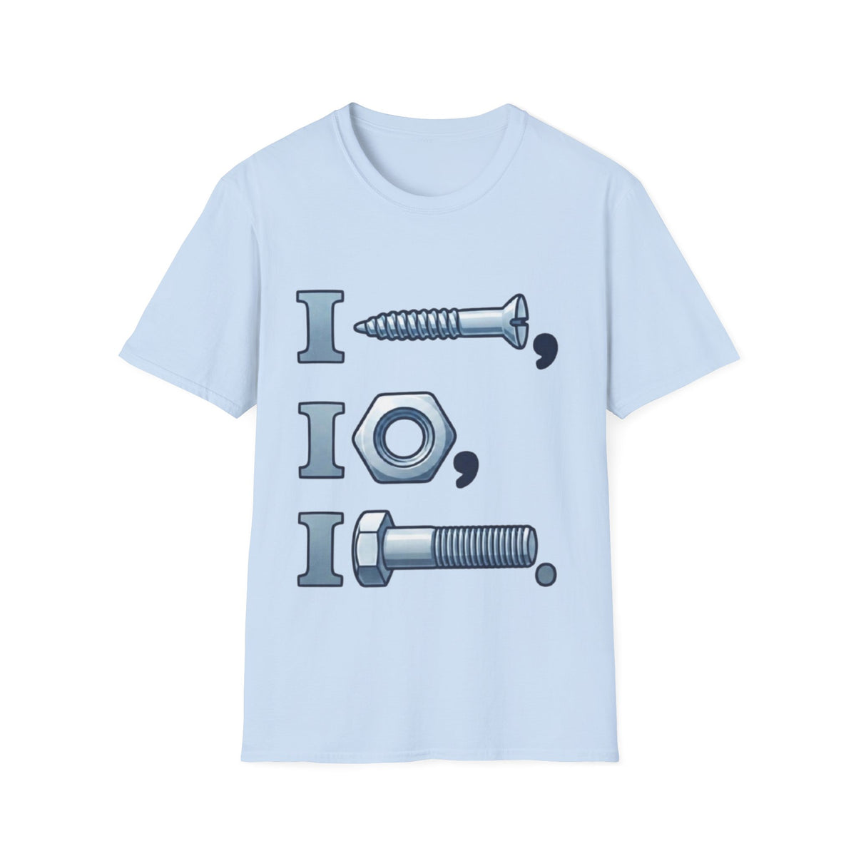 Screw, Nut & Bolt Graphic Adult T-Shirt — I (screw), I (nut), I (bolt) Novelty Tee