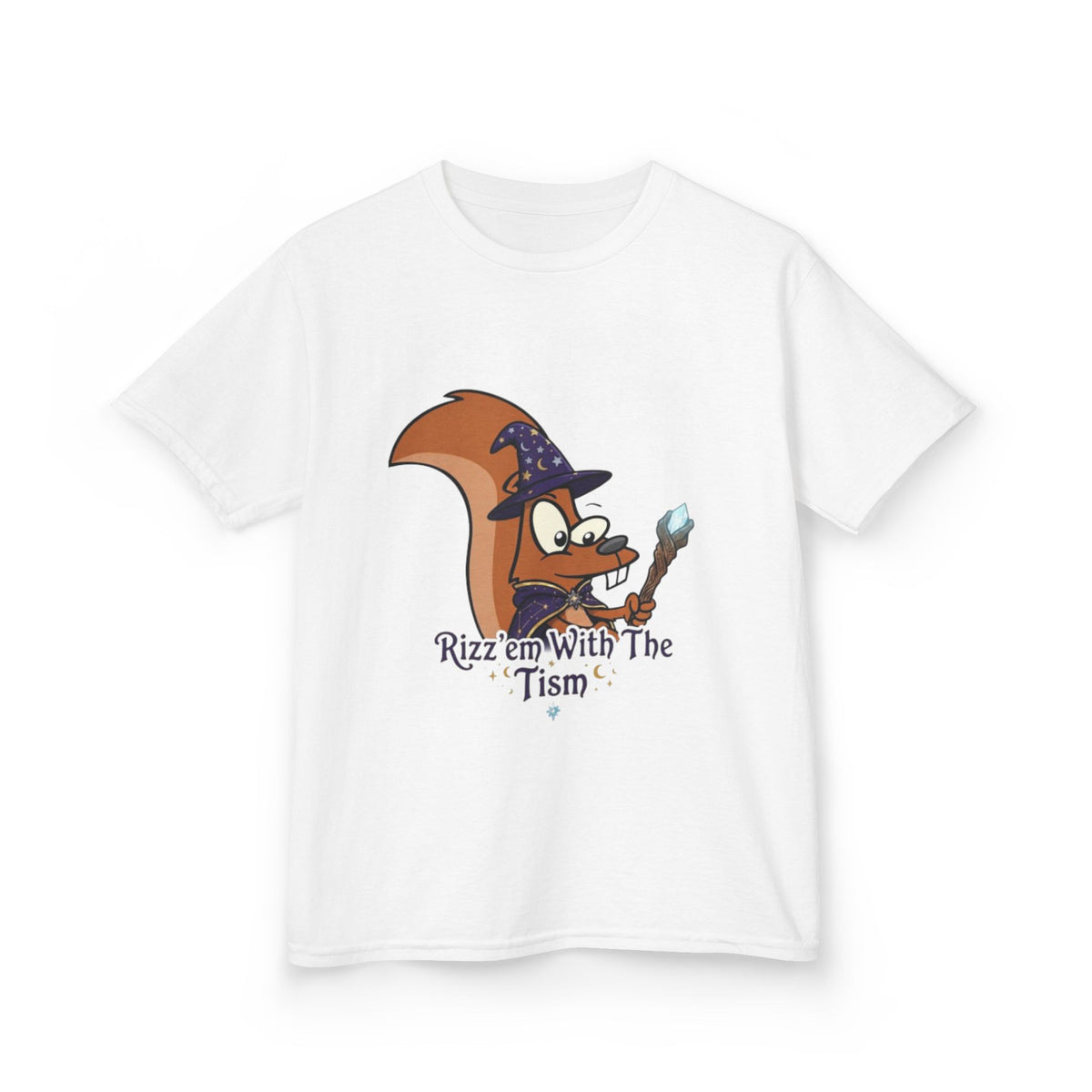Wizard Fox kids Kids T‑Shirt — "Rizz em With The 'Tism" Cute Magical Tee