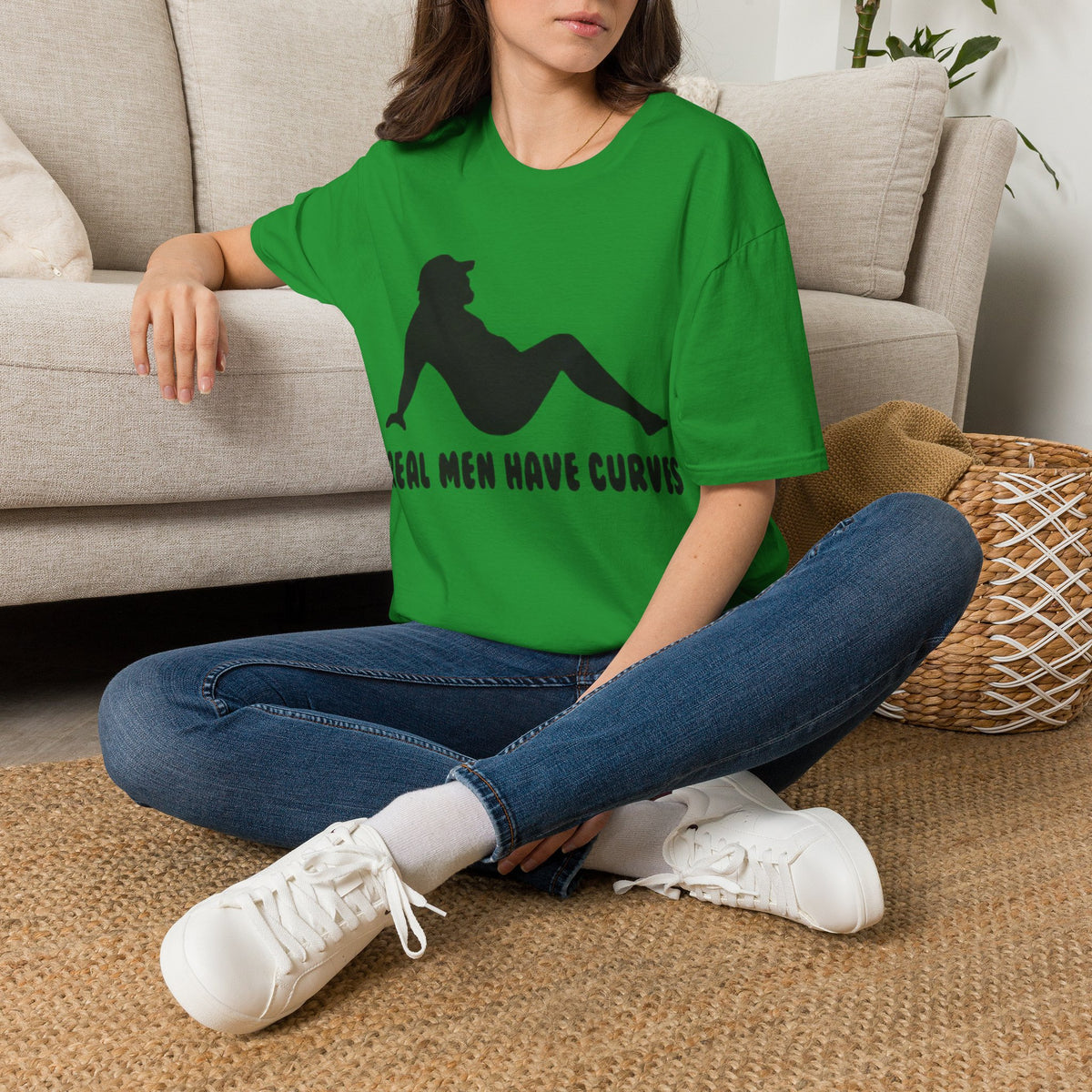 Curvy Silhouette Adult T-Shirt — "Real Men Have Curves" Graphic Tee