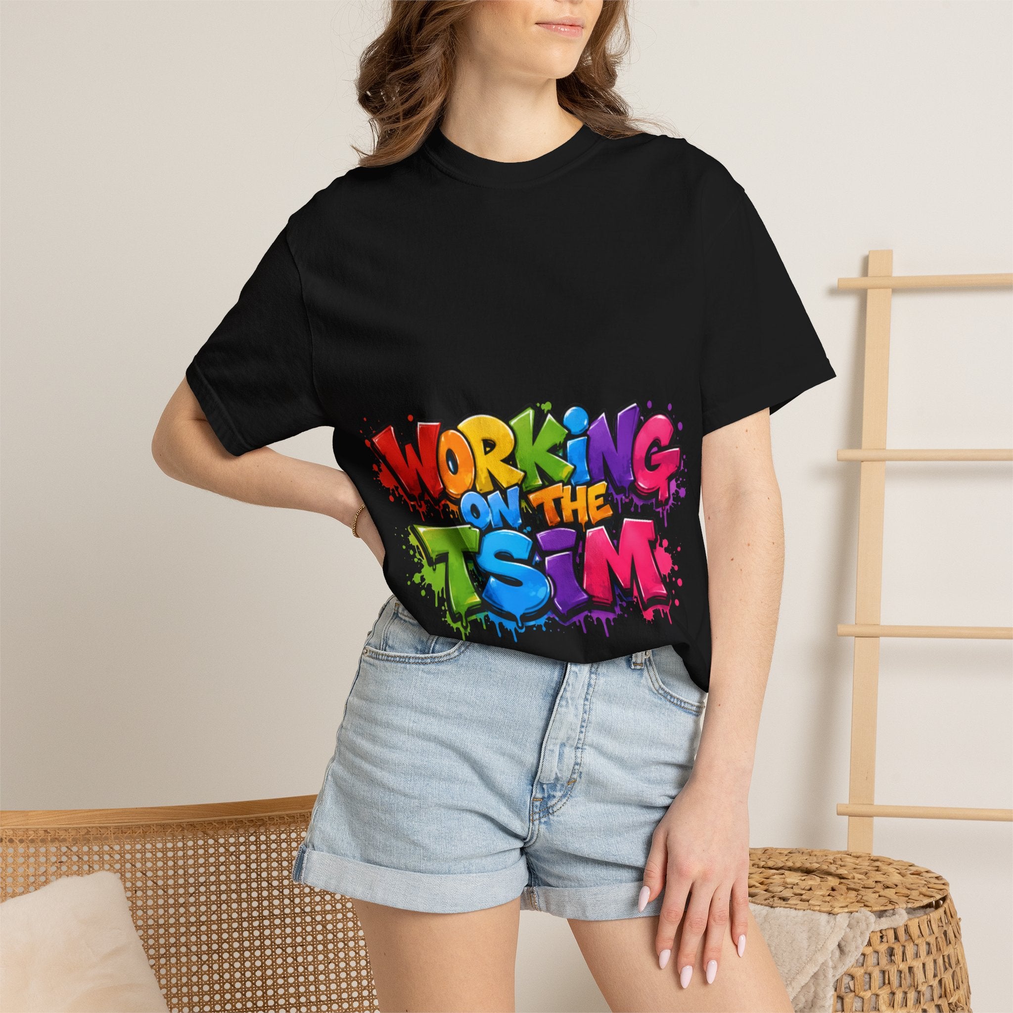 Working on the Tsim graffiti style Adult T-shirt | colorful street art text