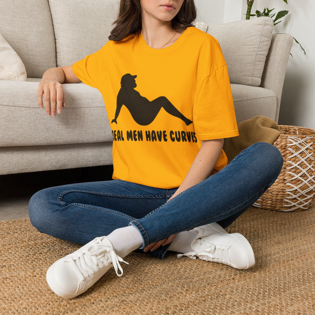 Curvy Silhouette Adult T-Shirt — "Real Men Have Curves" Graphic Tee