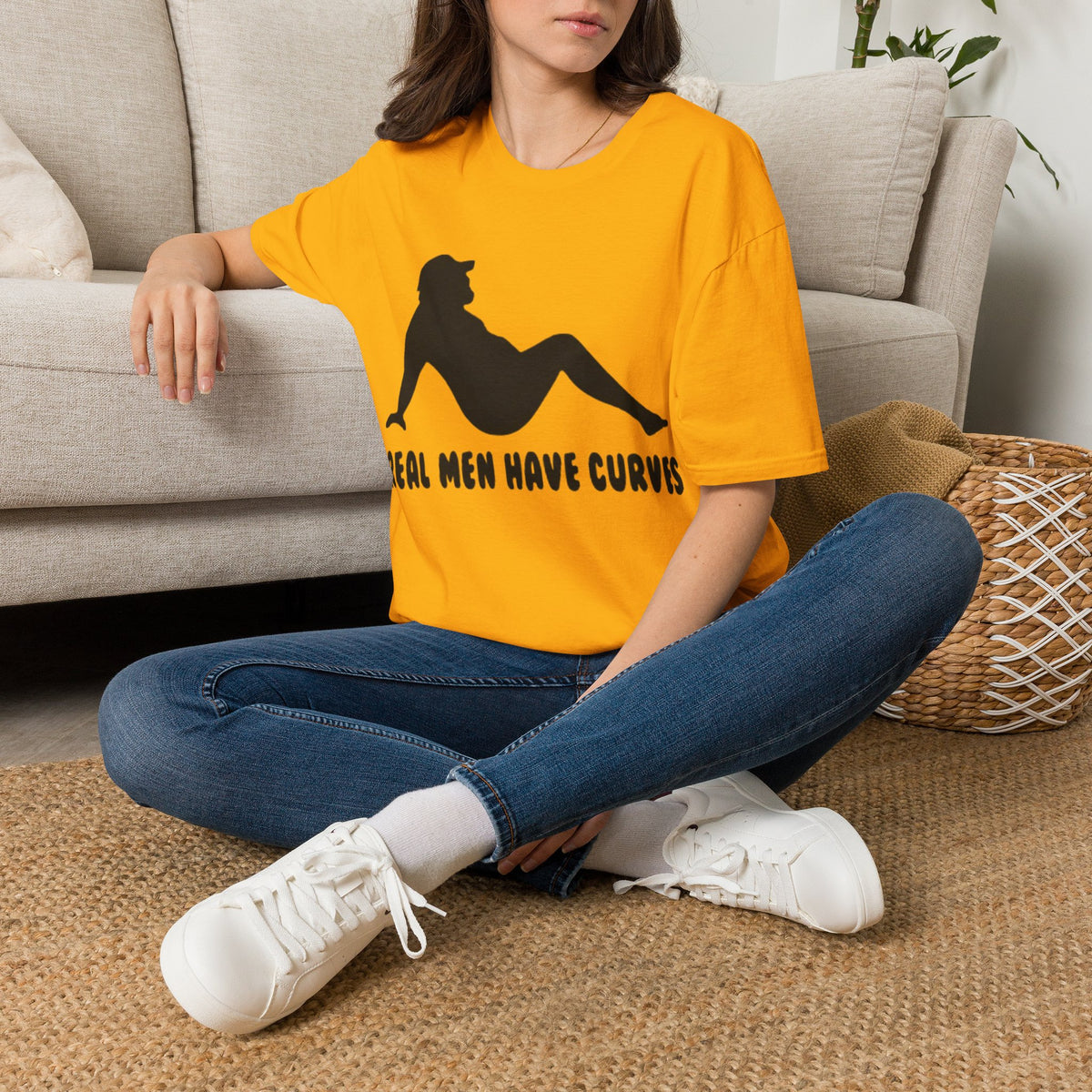 Curvy Silhouette Adult T-Shirt — "Real Men Have Curves" Graphic Tee