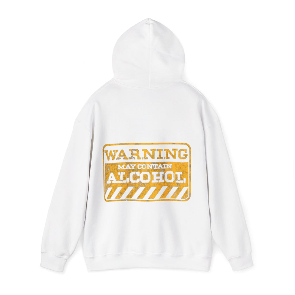 Warning May Contain Alcohol Adult Hoodie — Funny Bar & Party Drinking Sweatshirt