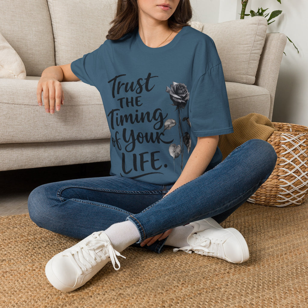 Trust the Timing of Your Life Adult T-Shirt – Inspirational Floral Tee