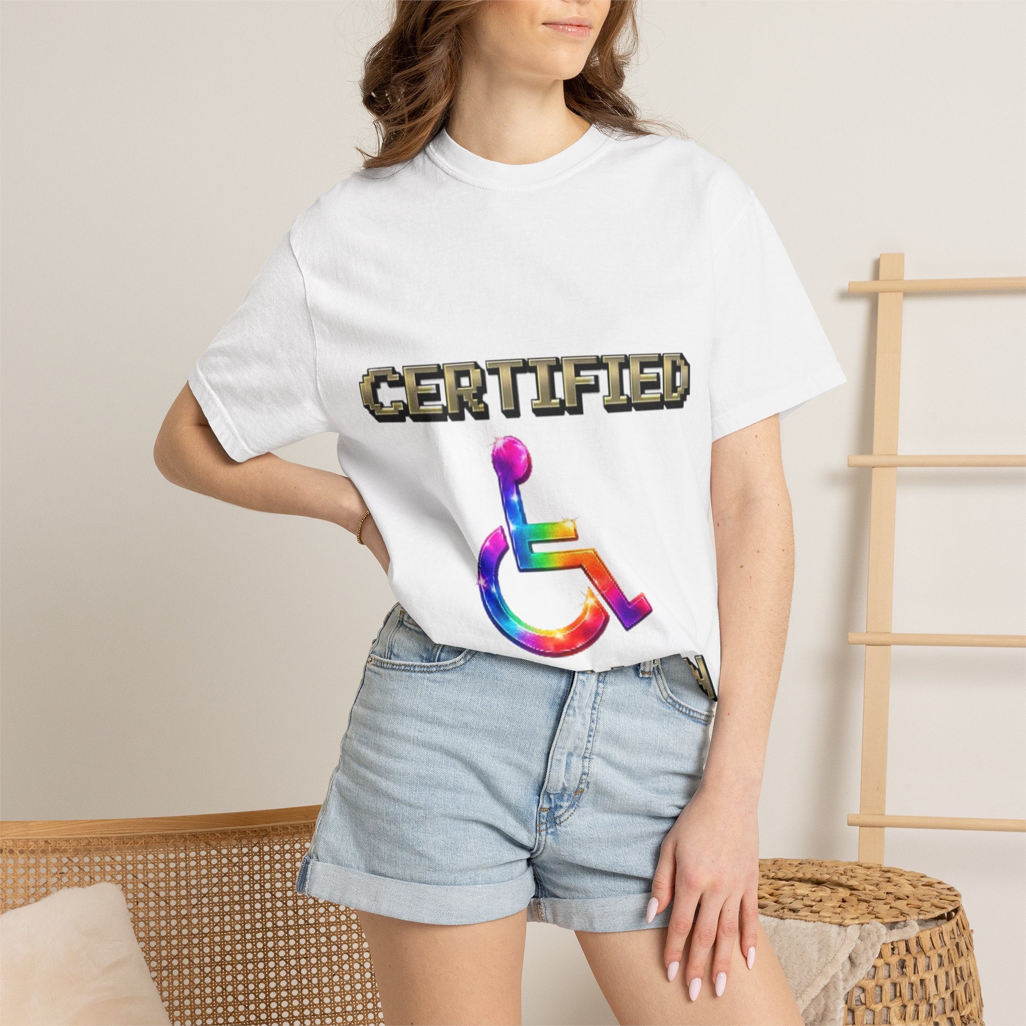 Certified Stunt Man T-Shirt — Rainbow Wheelchair Adult Tee