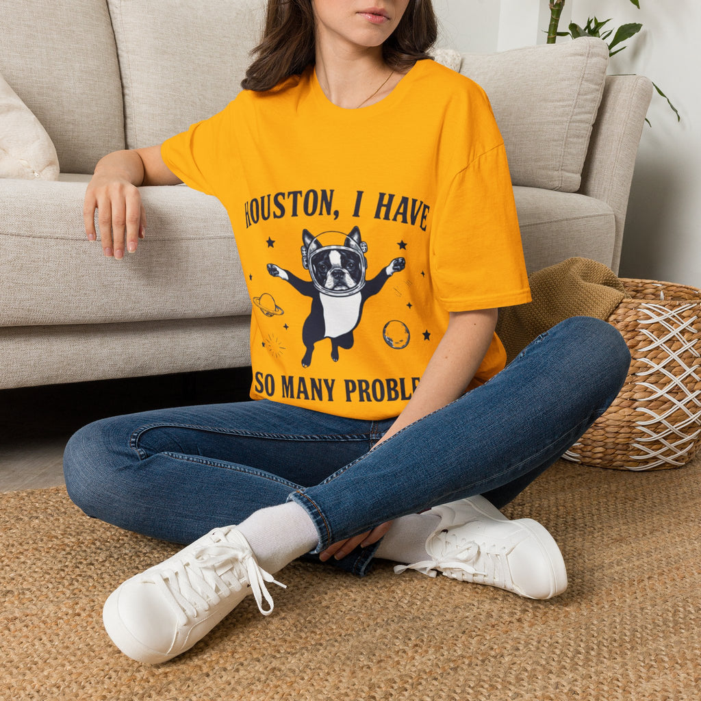 Adult T-Shirt — "Houston, I Have So Many Problems" Astronaut Dog Graphic Tee