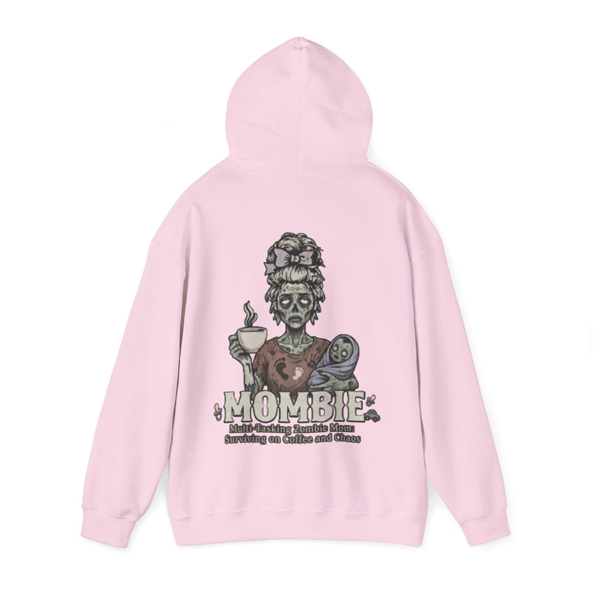 Mombie Adult Hoodie — “Mombie” Funny Coffee & Chaos Mom Sweatshirt