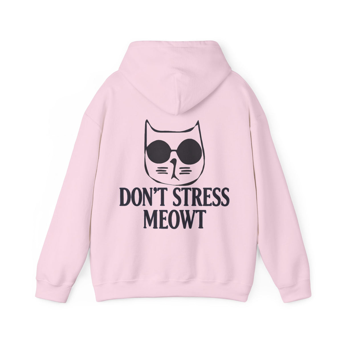 Don't Stress Meowt Adult Hoodie — Relaxed Cat Graphic Sweatshirt
