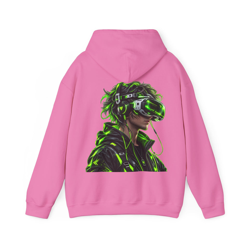 VR Gamer  Adult Hoodie — Neon Cyberpunk Virtual Reality Gamer Graphic Sweatshirt