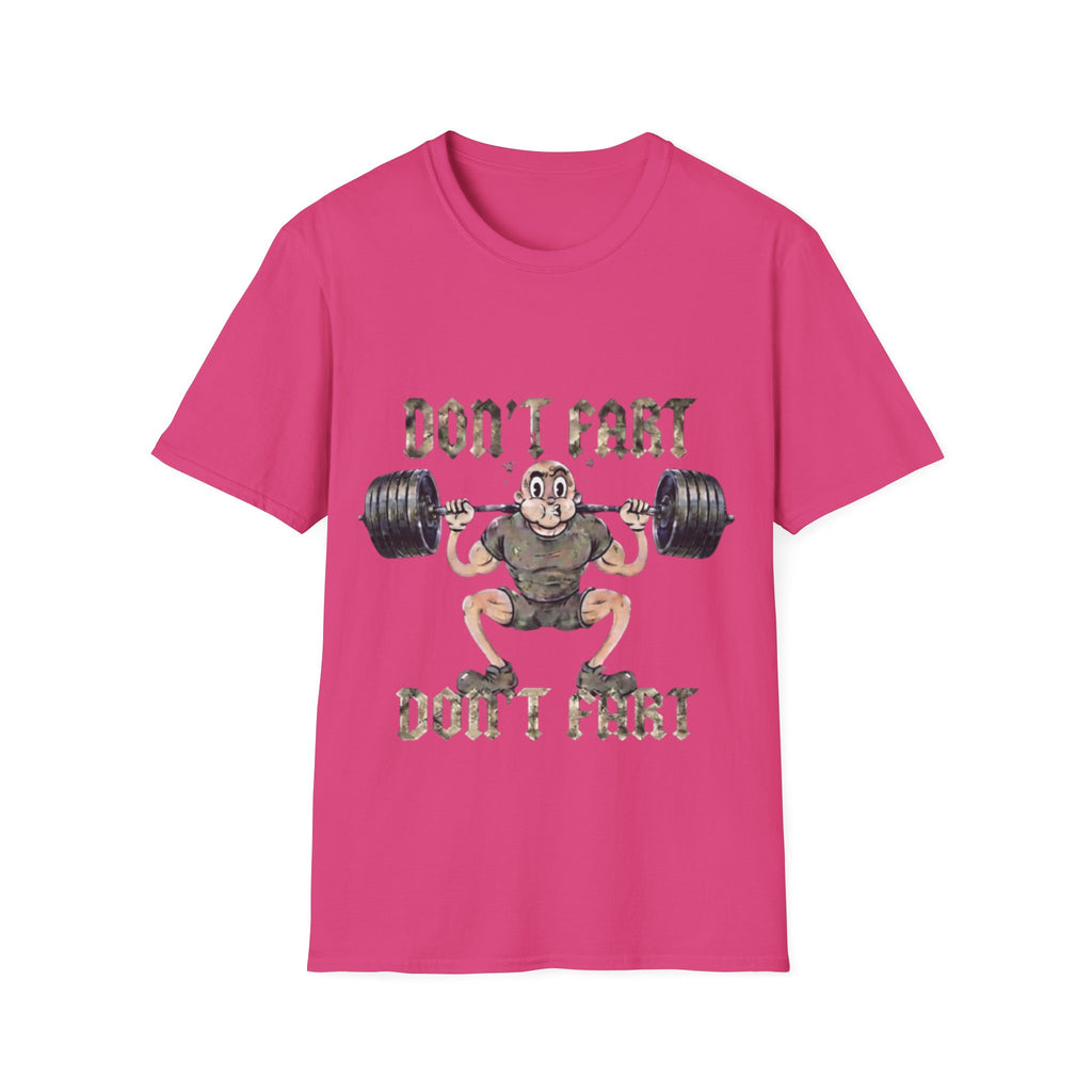 Don't Fart Weightlifting  Adult T‑Shirt — Funny Gym Workout Tee