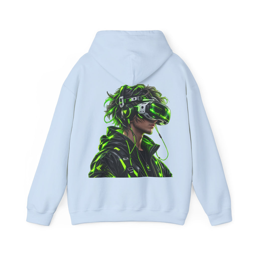 VR Gamer  Adult Hoodie — Neon Cyberpunk Virtual Reality Gamer Graphic Sweatshirt