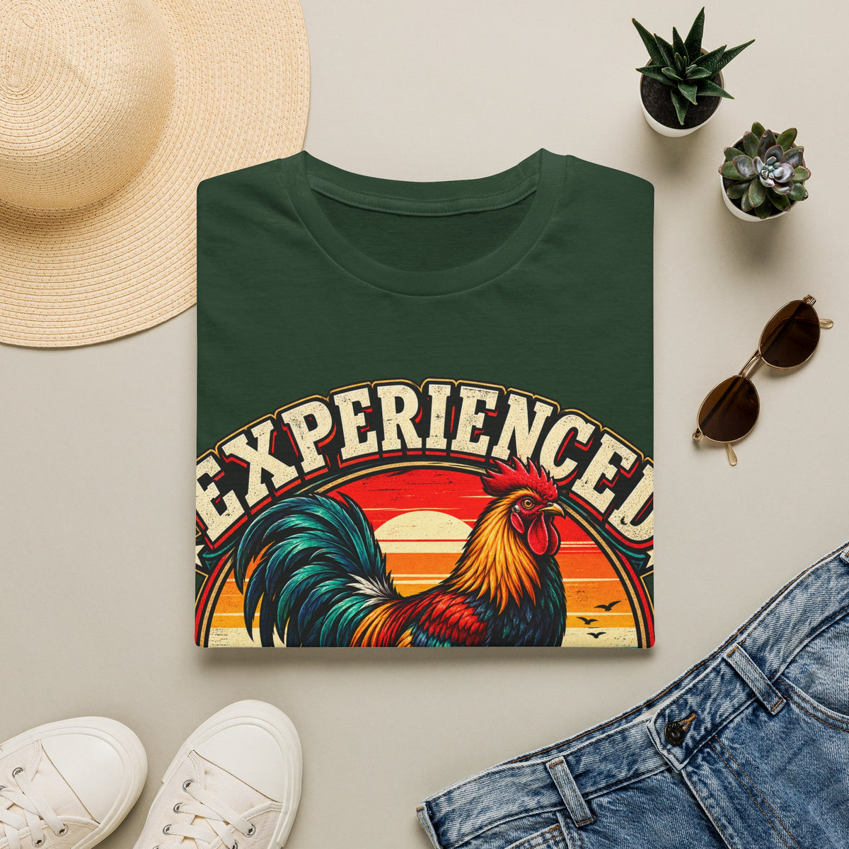 Experienced Cock Handler Adult T-Shirt — Retro Rooster Graphic Tee