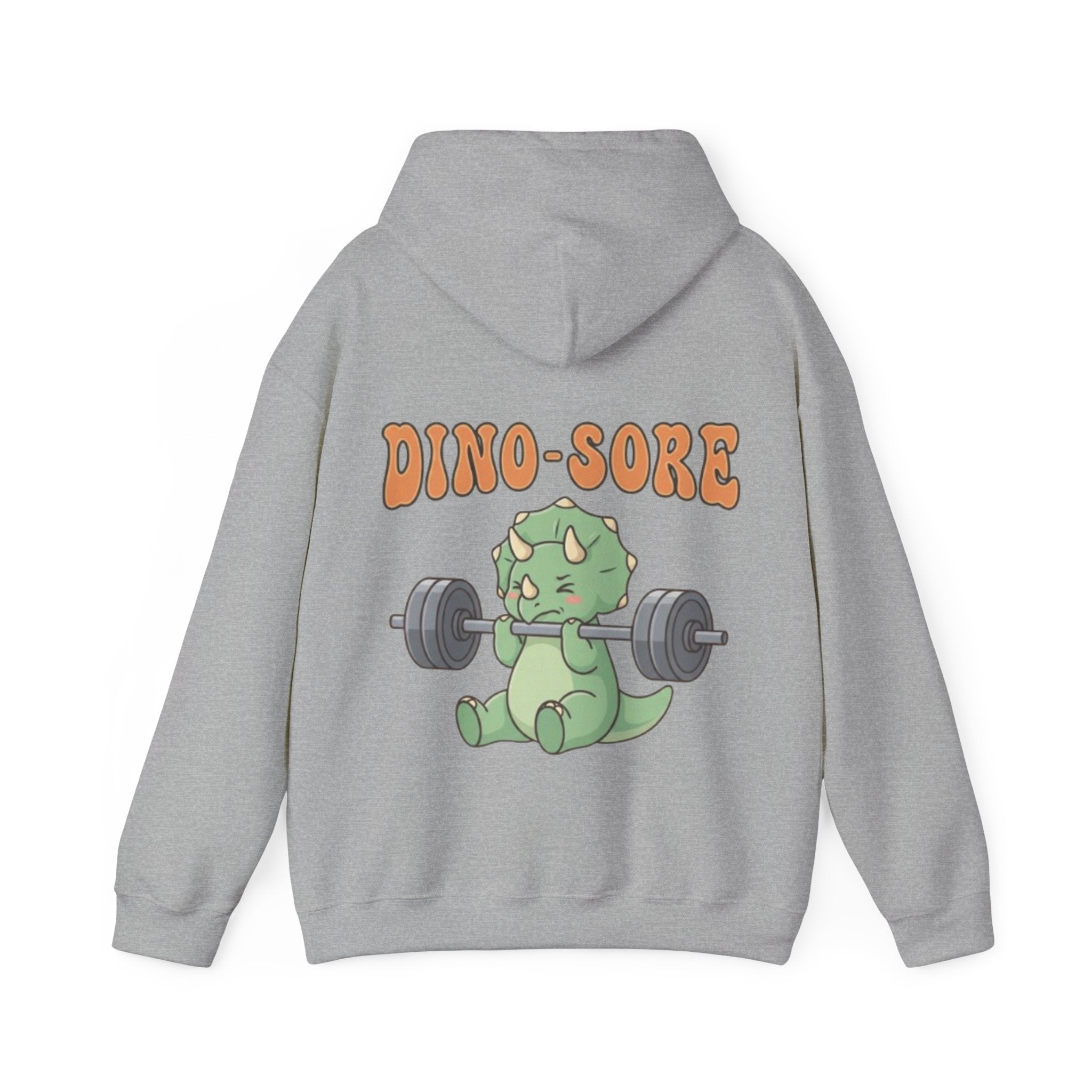 Dino-Sore Adult Hoodie — Cute Triceratops Weightlifting Sweatshirt