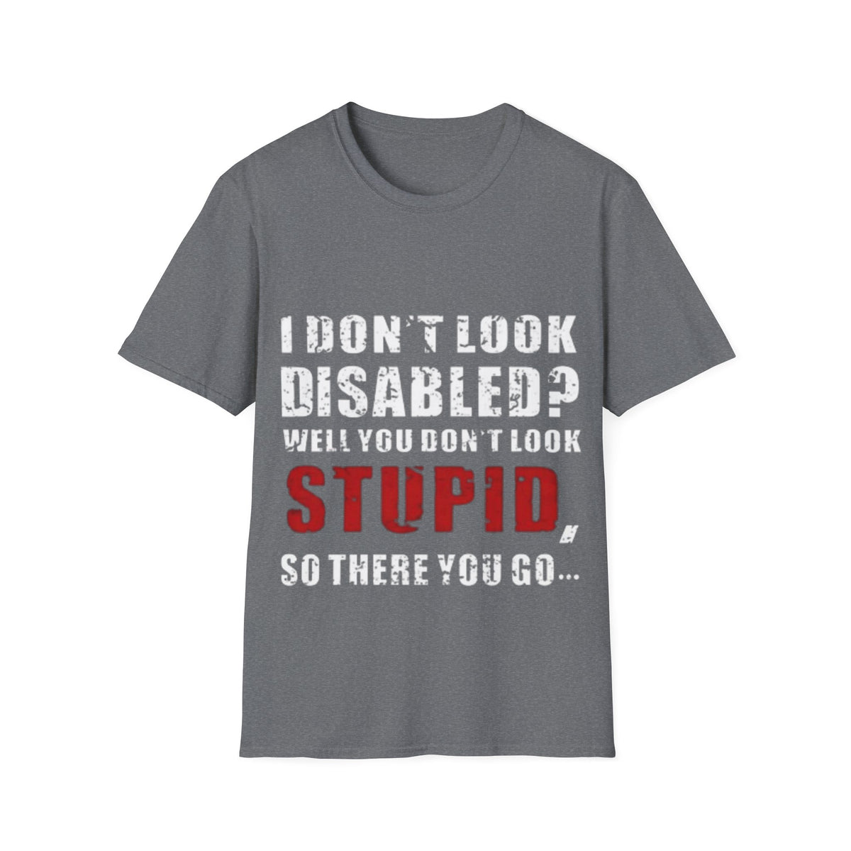 Adult T-Shirt — "Don't Look Disabled? Well You Don't Look Stupid So There You Go" Empowerment Tee