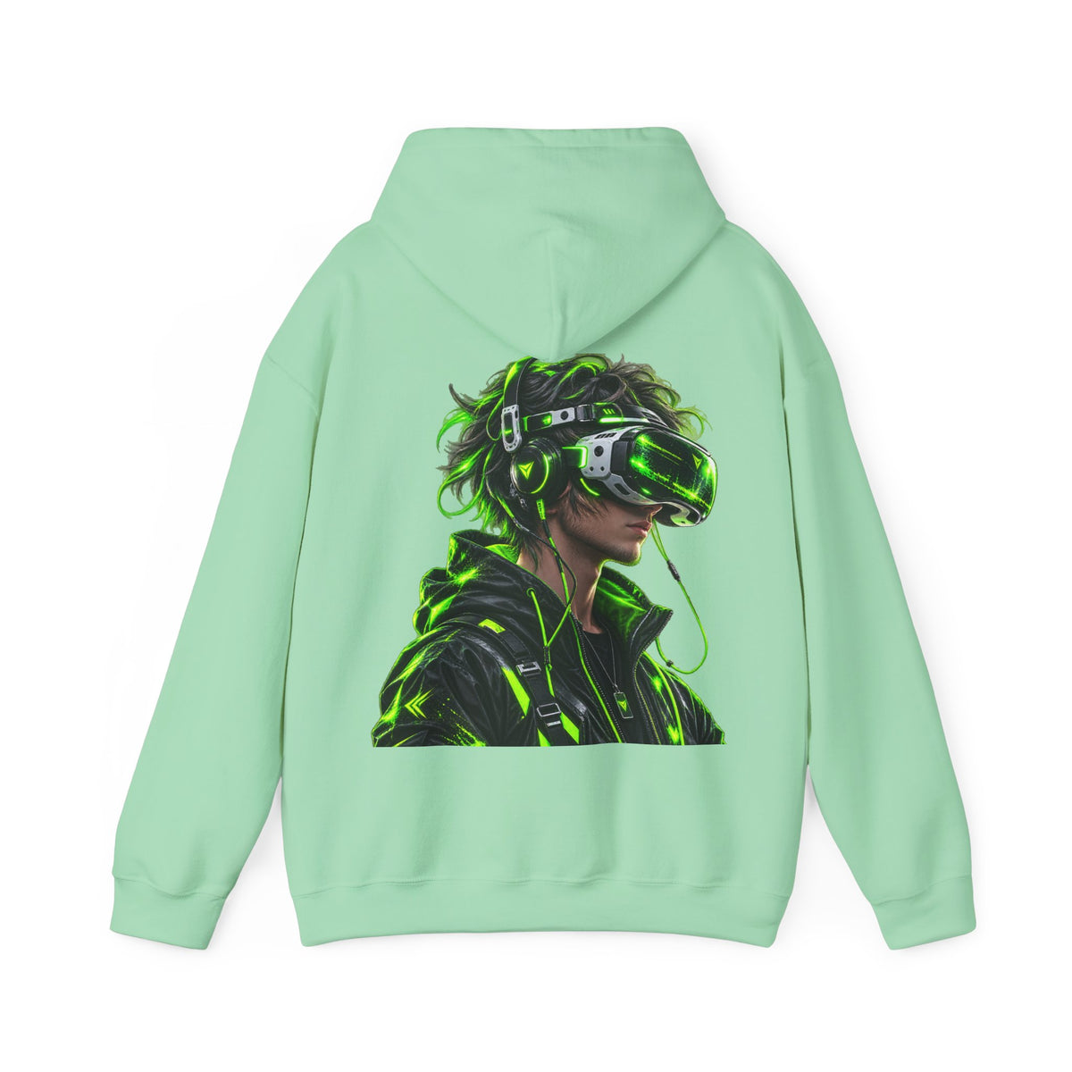 VR Gamer  Adult Hoodie — Neon Cyberpunk Virtual Reality Gamer Graphic Sweatshirt