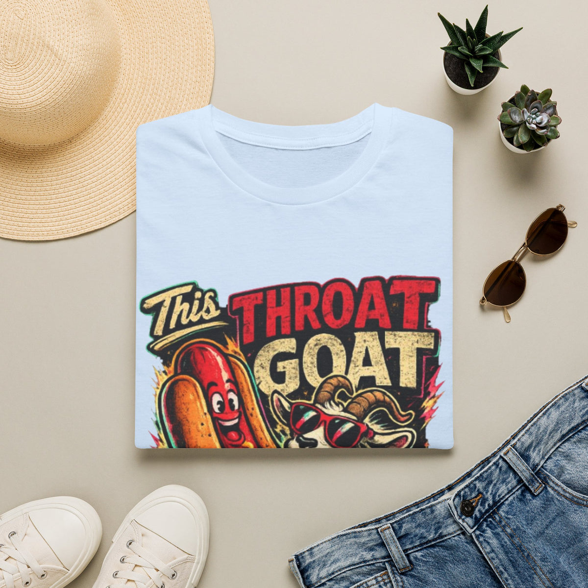 This Throat Goat Adult T-Shirt — Retro Hot Dog Graphic Tee