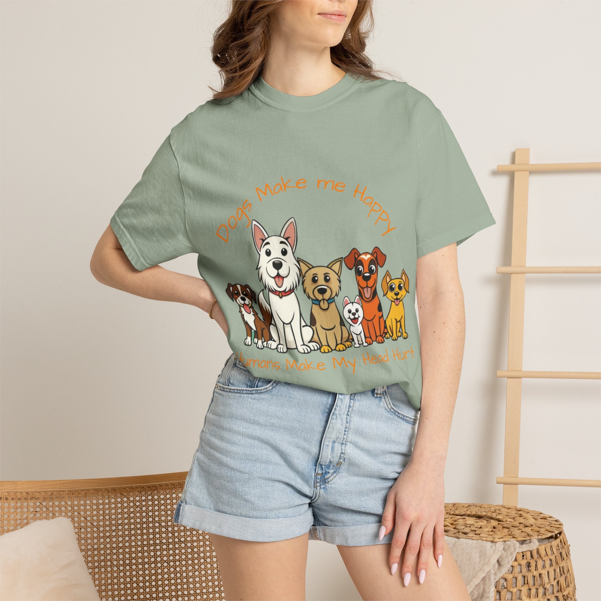 Dog Lover Tee — "Dogs Make Me Happy, Humans Make My Head Hurt" Graphic Adult T-Shirt