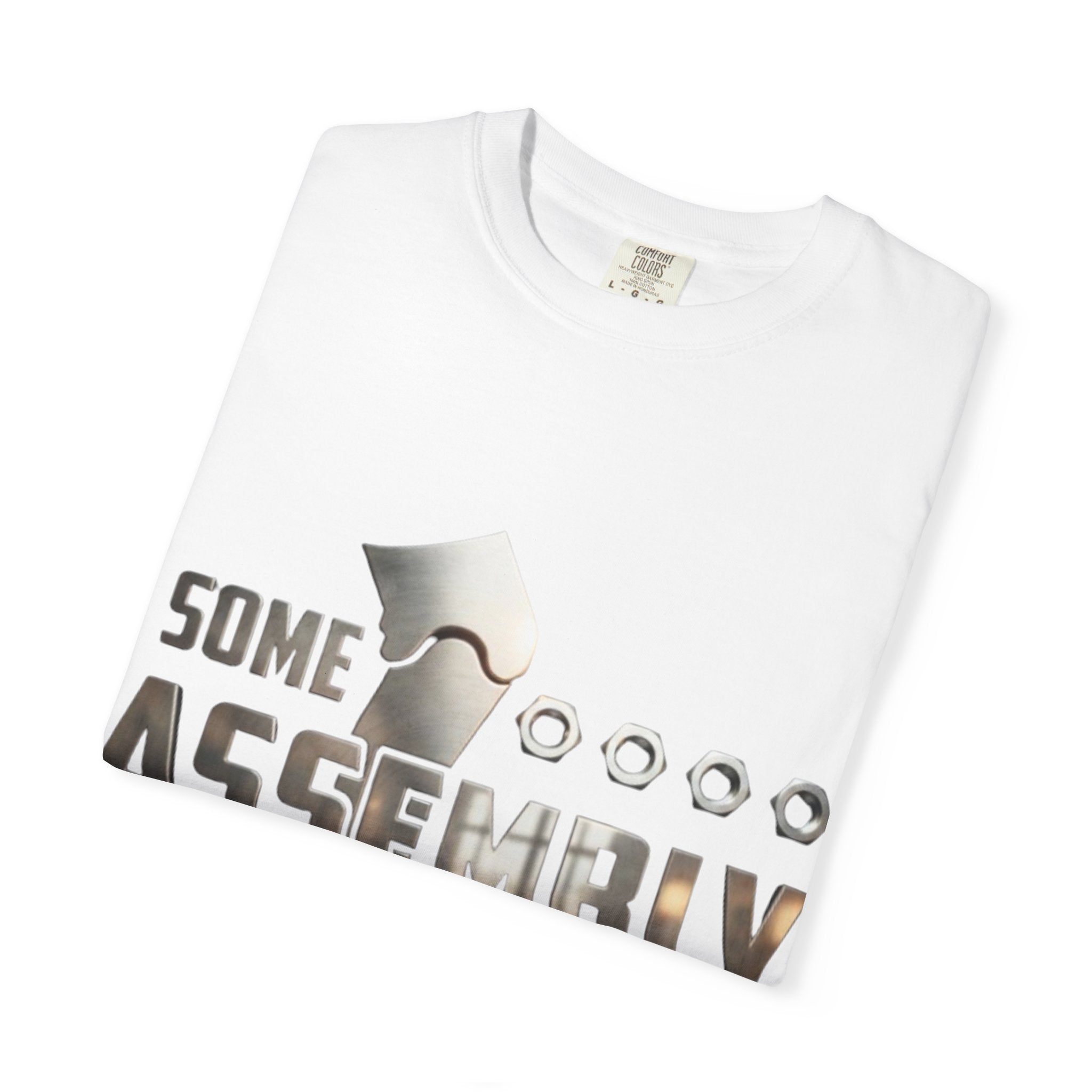 Some Assembly Required Adult T-Shirt — Funny DIY Carpenter Tee