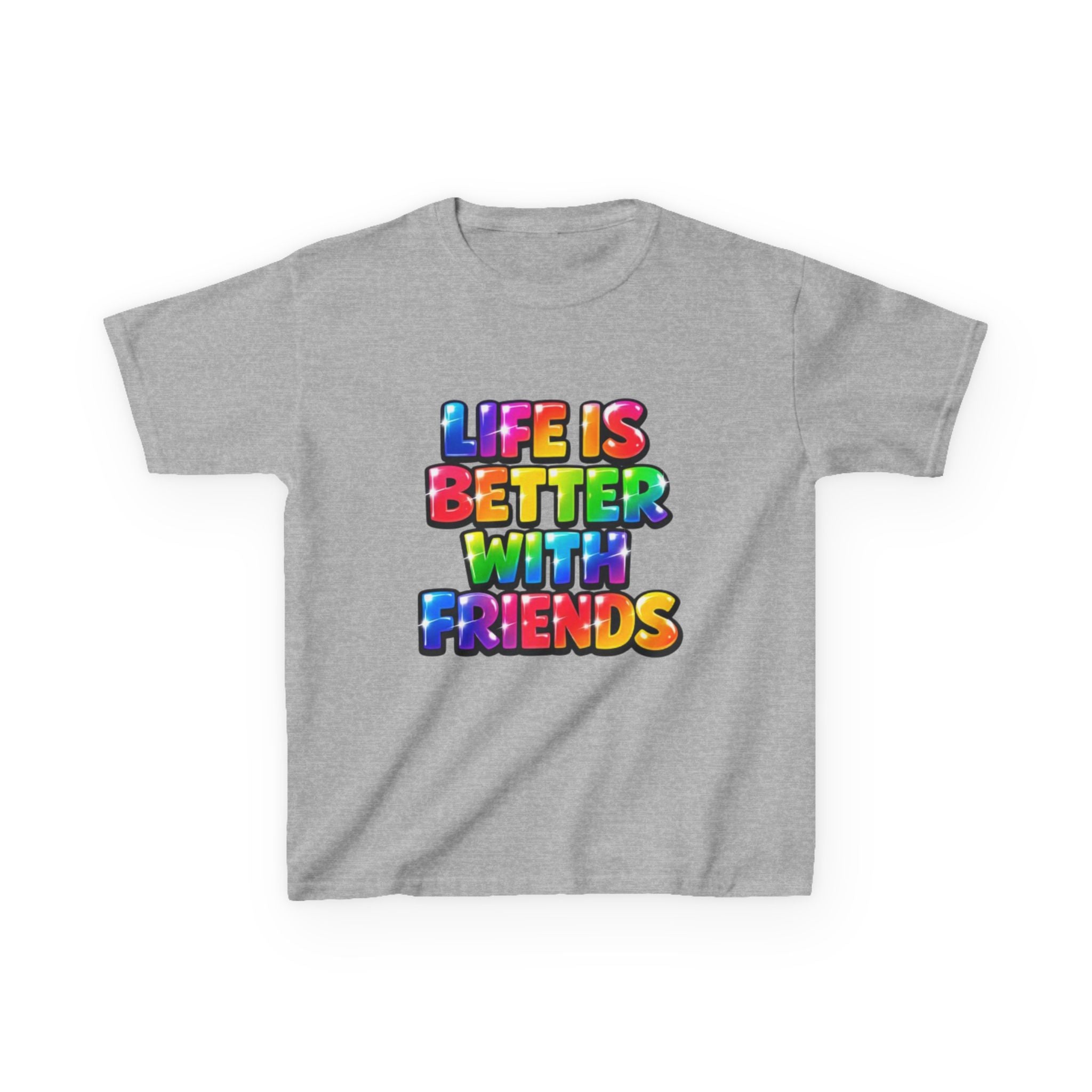 Kids T-Shirt — "Life Is Better With Friends" Rainbow Graphic Tee