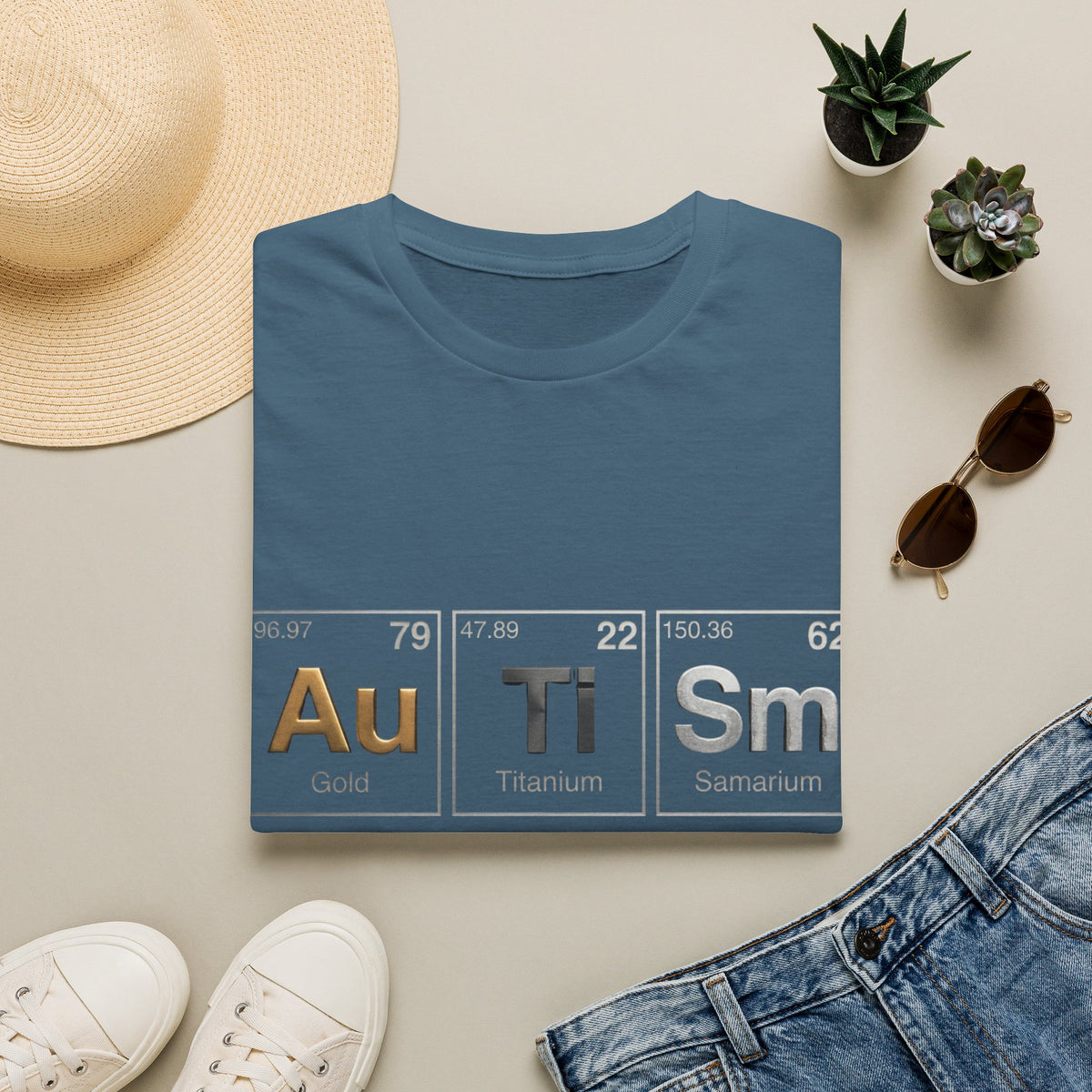 Adult T-Shirt — 'Au Ti Sm' Periodic Table Autism Awareness Tee