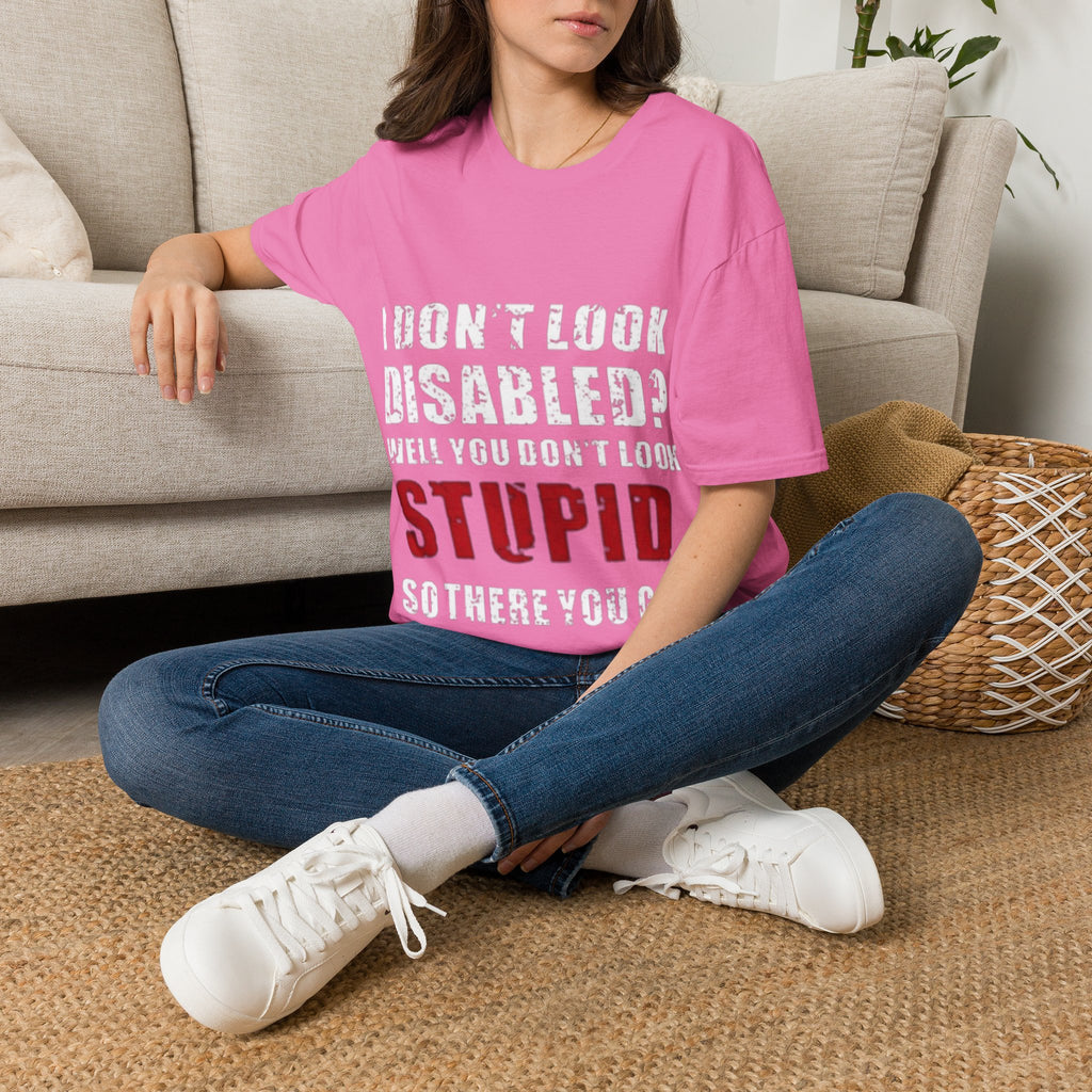 Adult T-Shirt — "Don't Look Disabled? Well You Don't Look Stupid So There You Go" Empowerment Tee