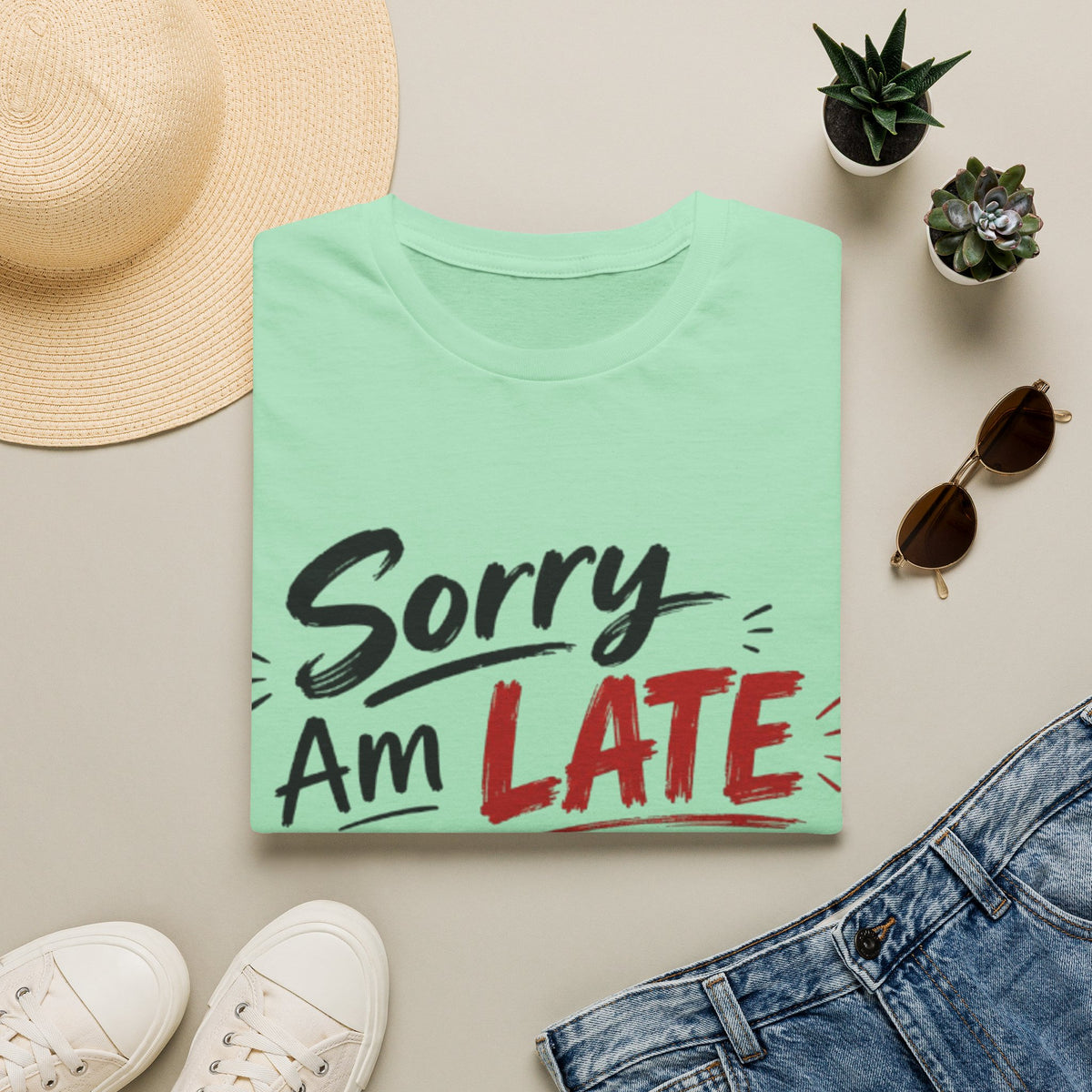 Sorry I’m Late Adult T-Shirt — Funny Graphic Tee ('Sorry Am Late I Didn’t Want To Come')