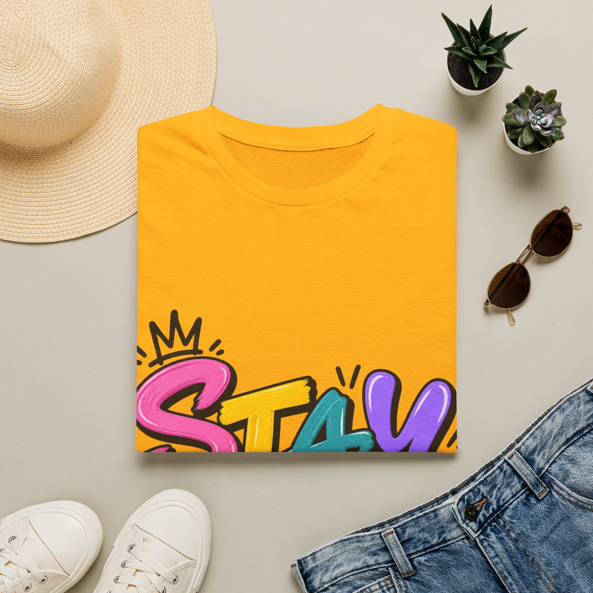 Stay Weird Adult T-Shirt — Colorful Graffiti Graphic Tee