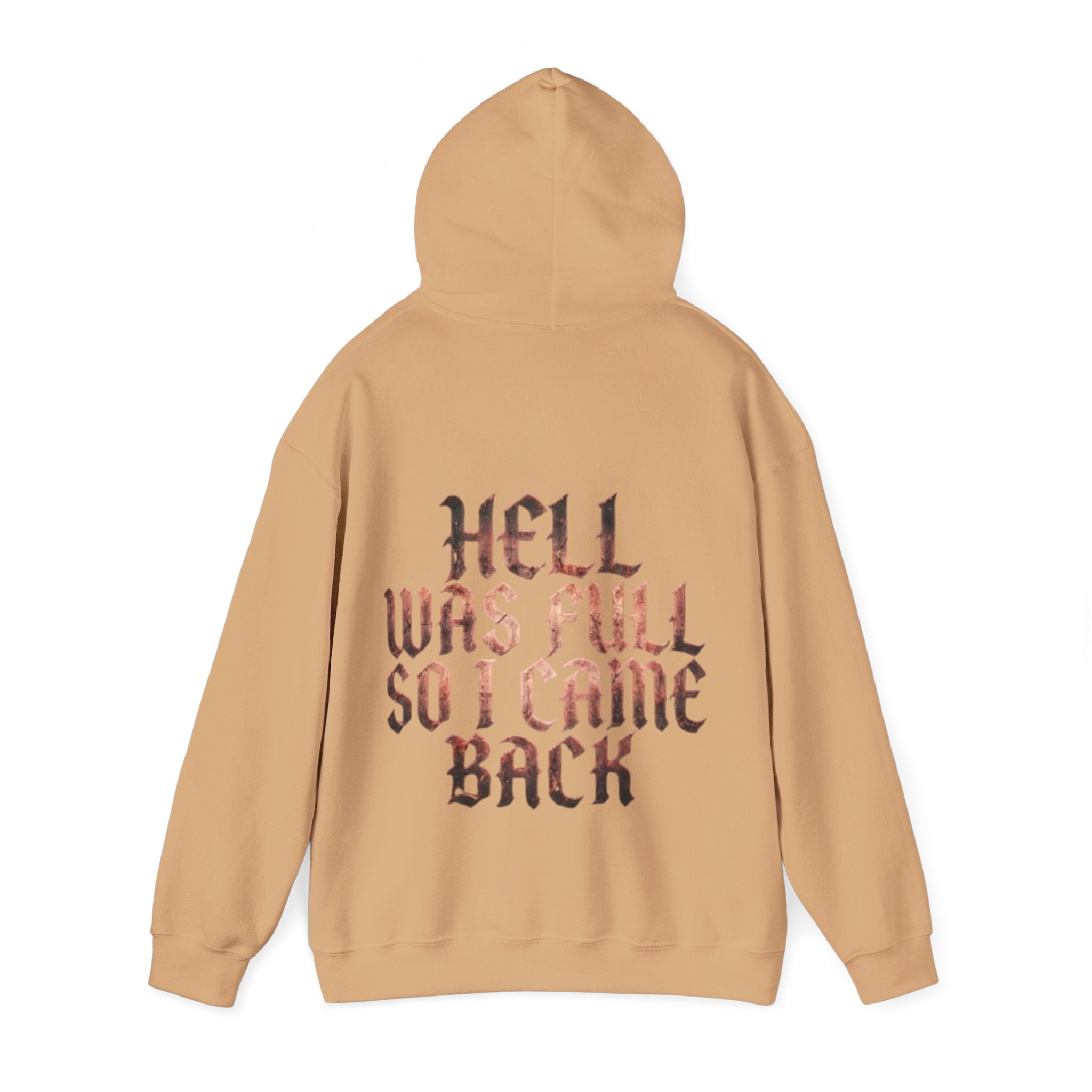 Hell Was Full Adult Hoodie — Gothic Quote Back Print Pullover