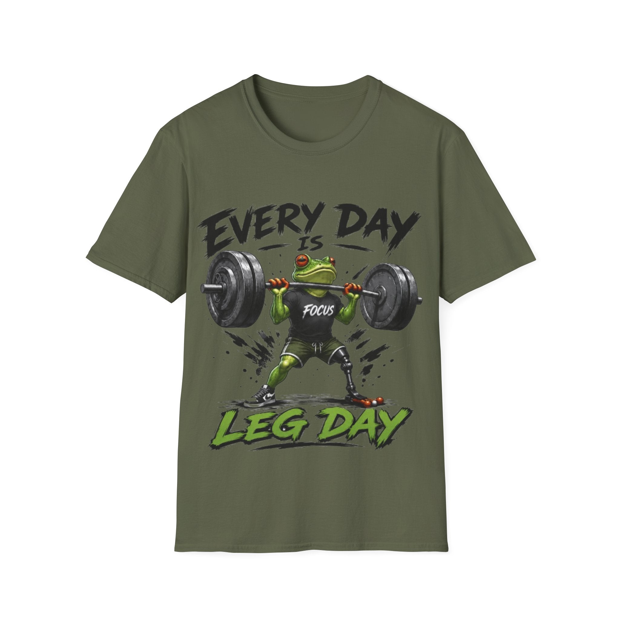 Weightlifting Frog Adult T‑Shirt — "Every Day Is Leg Day" Graphic Tee