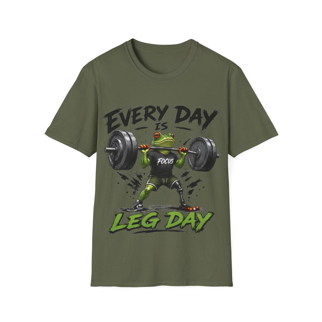 Weightlifting Frog Adult T‑Shirt — "Every Day Is Leg Day" Graphic Tee