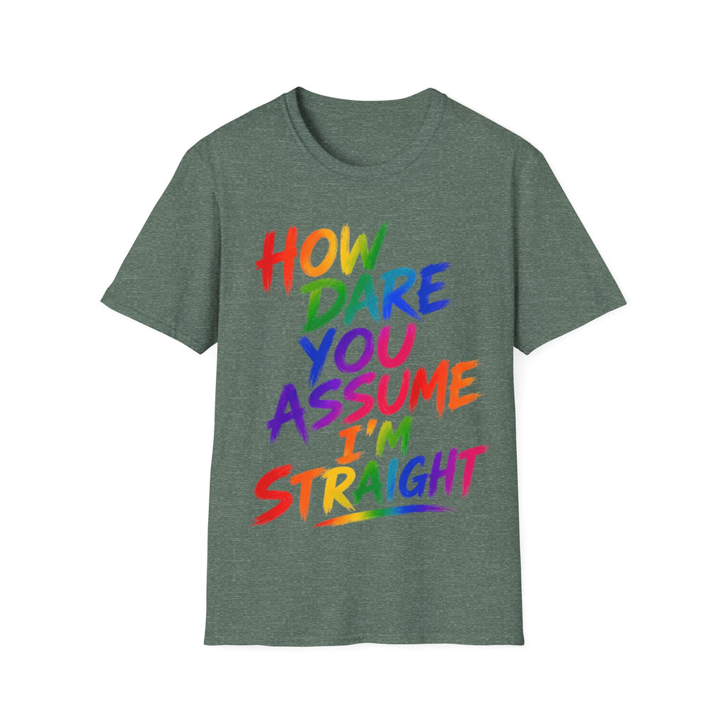 How Dare You Assume I’m Straight Adult T-Shirt — Rainbow Pride Graphic Tee