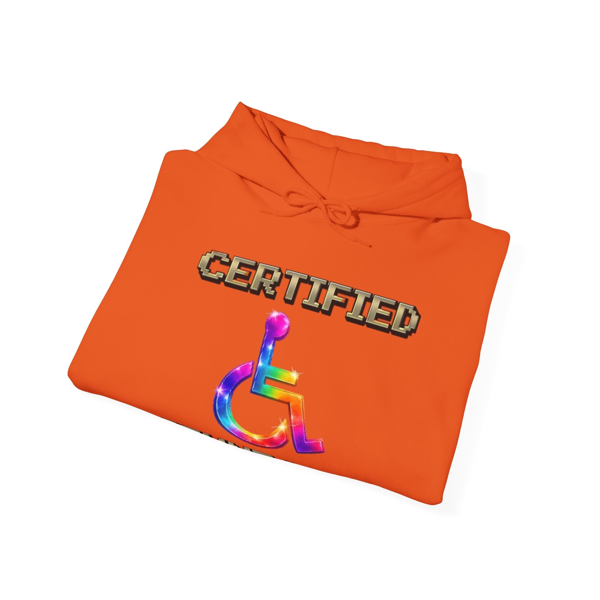 Adult Hoodie - "Certified Stunt Man" Rainbow Wheelchair Hoodie
