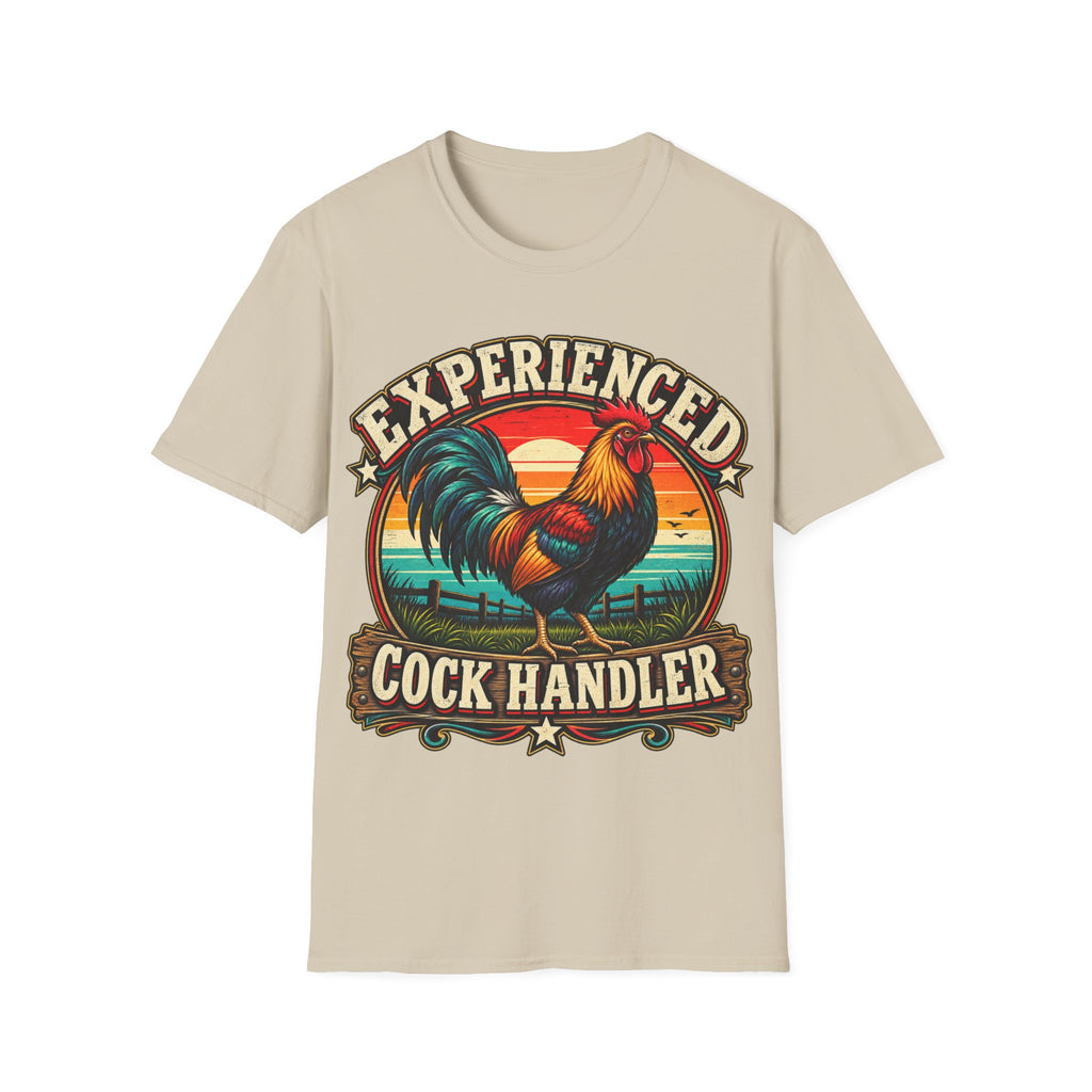 Experienced Cock Handler Adult T-Shirt — Retro Rooster Graphic Tee