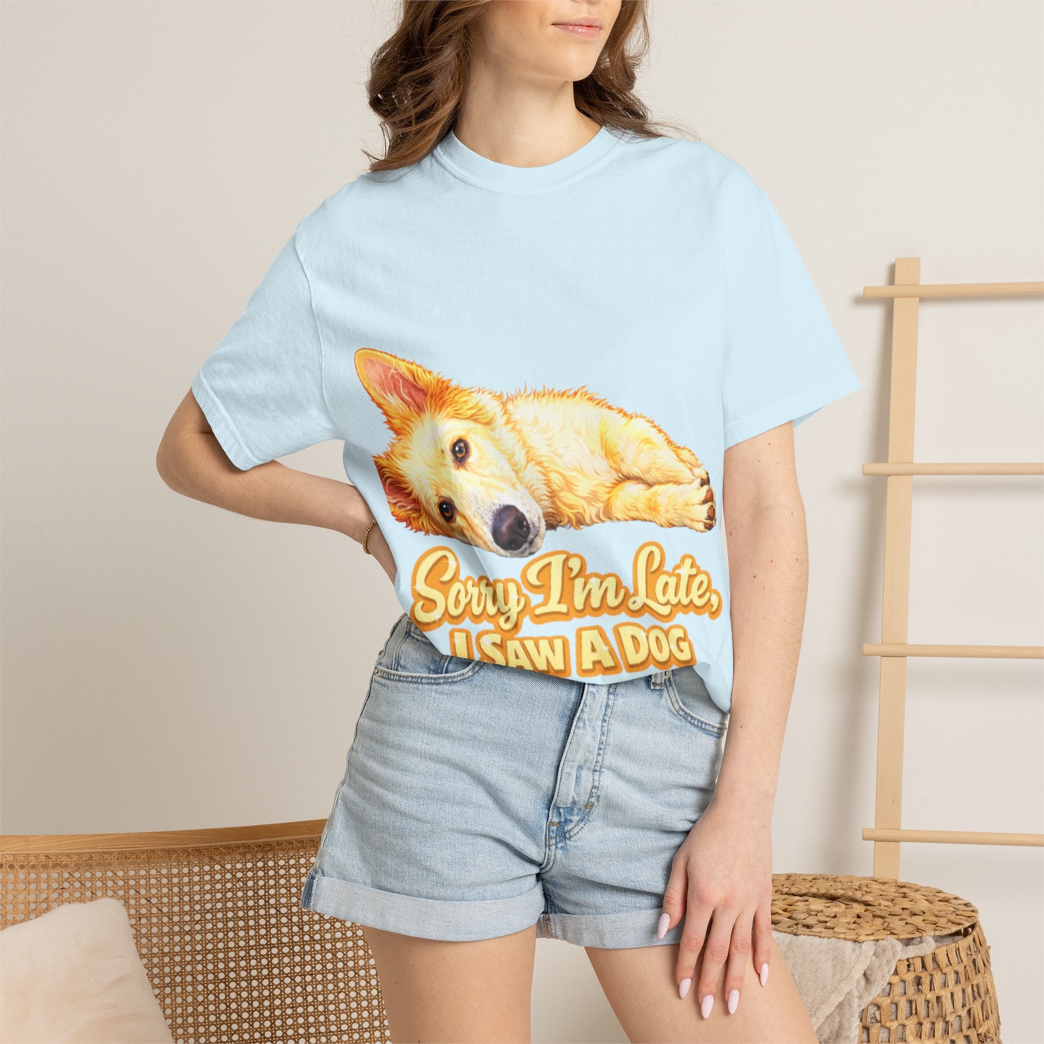 Dog Lover Adult T-Shirt — “Sorry I’m Late, I Saw a Dog” Graphic Tee
