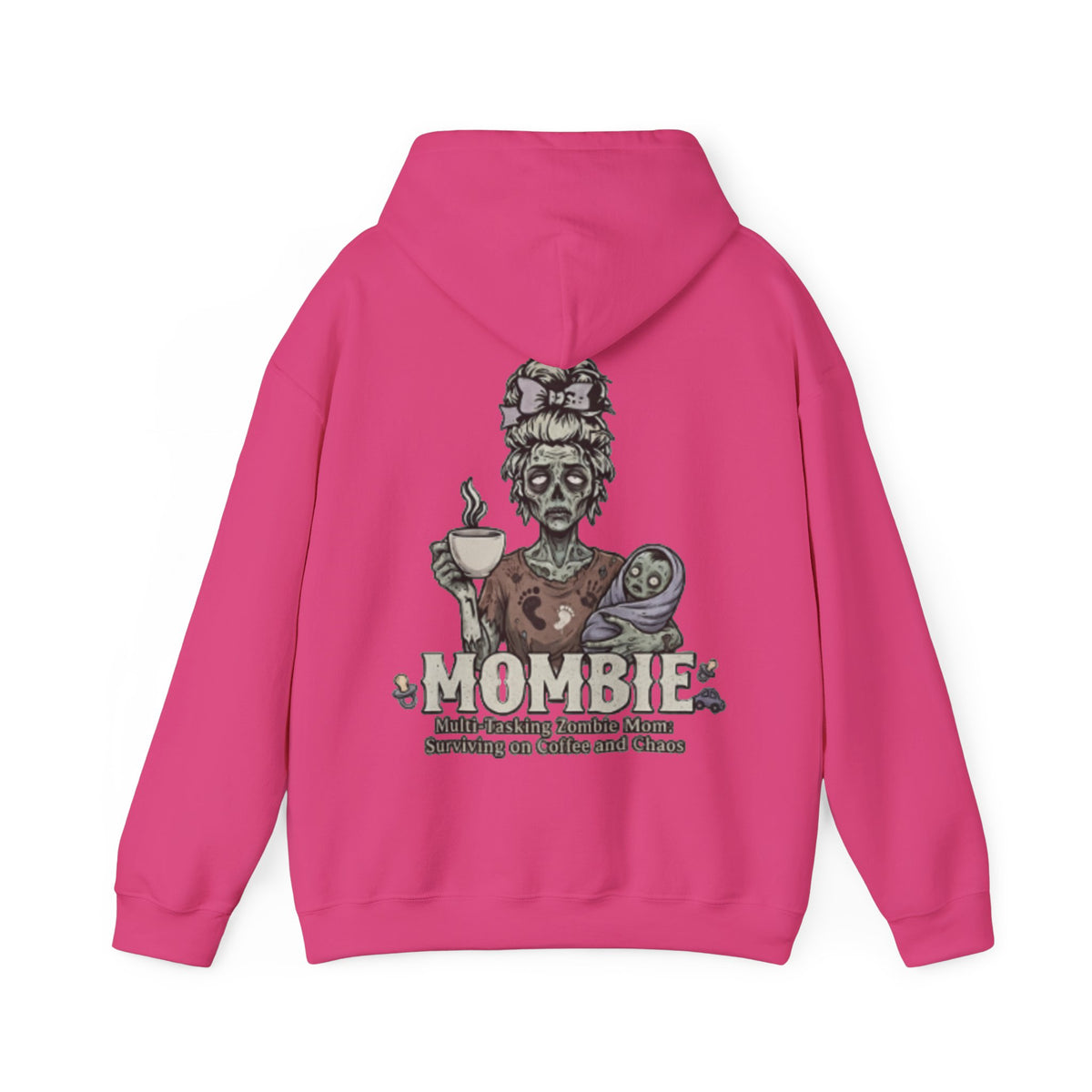Mombie Adult Hoodie — “Mombie” Funny Coffee & Chaos Mom Sweatshirt