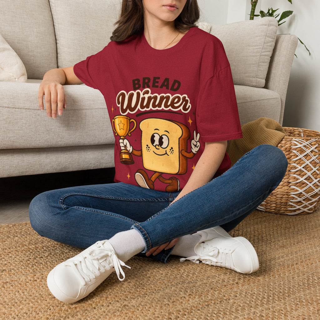 Bread Winner Adult T‑Shirt — Funny Toast Cartoon Tee for Bakers & Breakfast Lovers